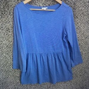 Blue Women's Peplum Long-Sleeve Top